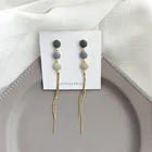 Серьги-клипсы женские в стиле ретро с эмалью и длинными кисточками, не проколотые серьги золотого цвета с геометрической цепочкой, Длинные клипсы без пирсинга