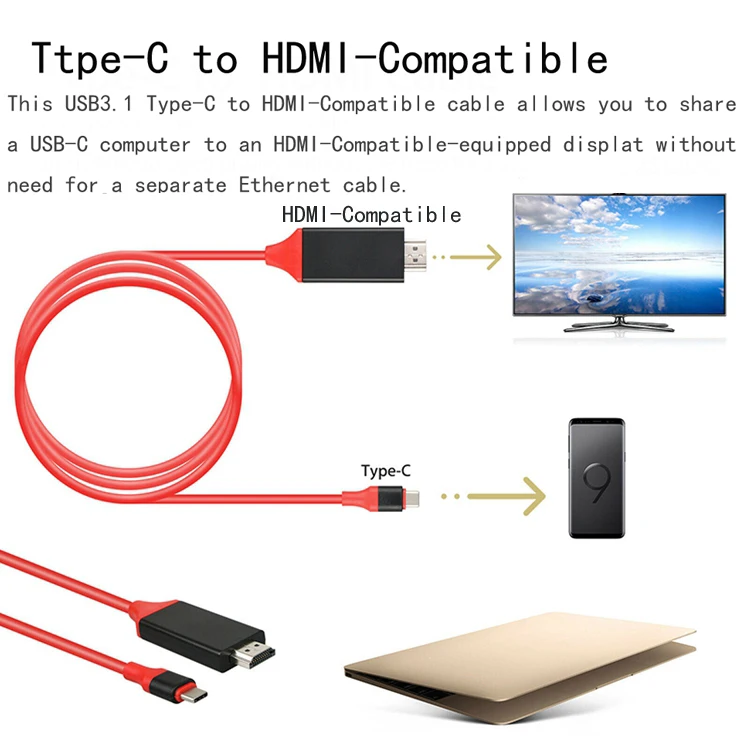 USB 3 1 Тип C на HDMI-совместимого адаптера кабеля USB-C кабель 4K/1080P для Macbook Pro ChromeBook Pixel |