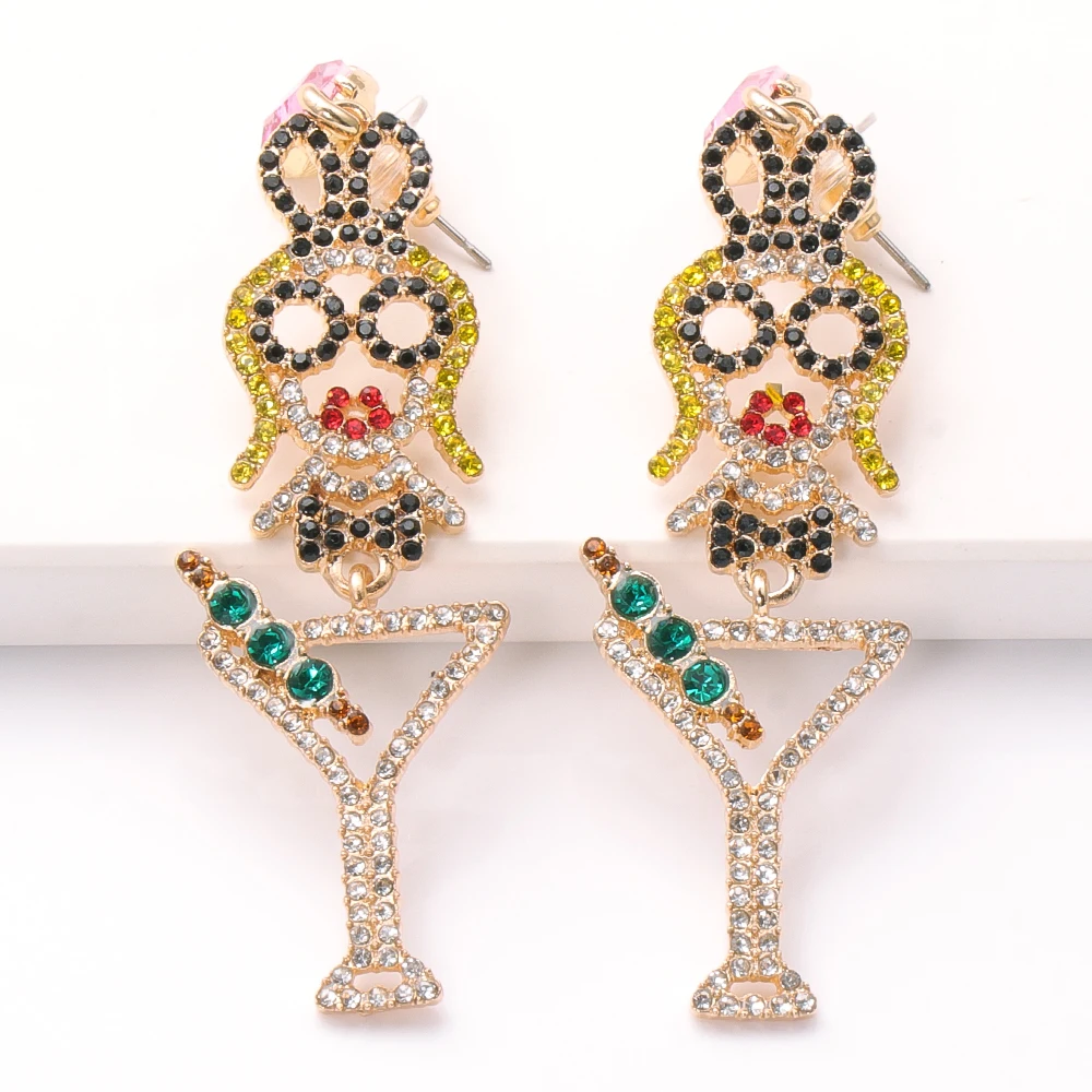 

Long Cute Girl Earrings New Colorful Stone Fashion Jewelry Wholesale Funny Big Statement Wedding Ear Ring For Women 2021