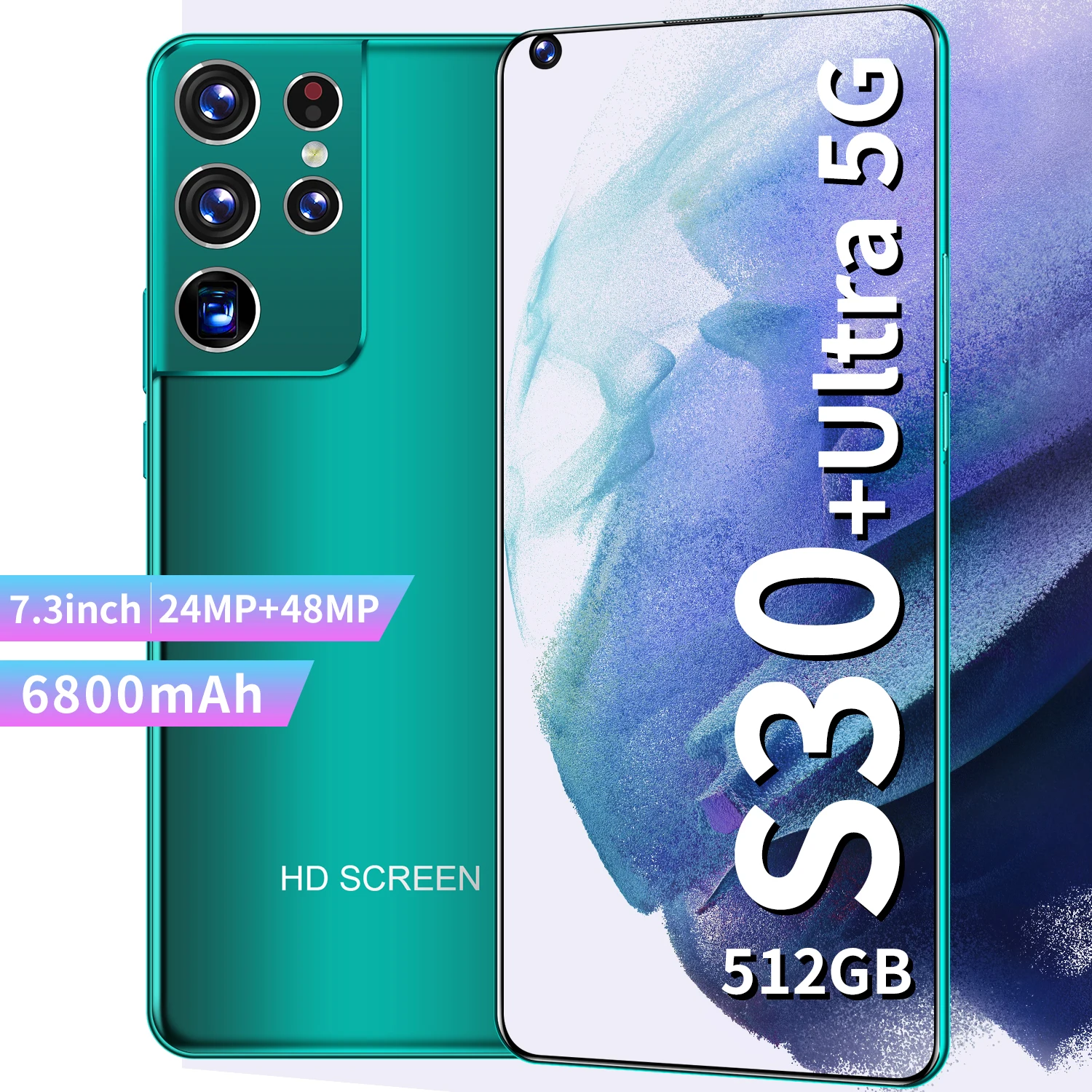 

Global Version Samsug S30+ Ultra 7.3Inch Smartphone 16+512GB Android 10.0 6800mAh Google Play GPS Unlocked 4G LTE 5G Mobilephone