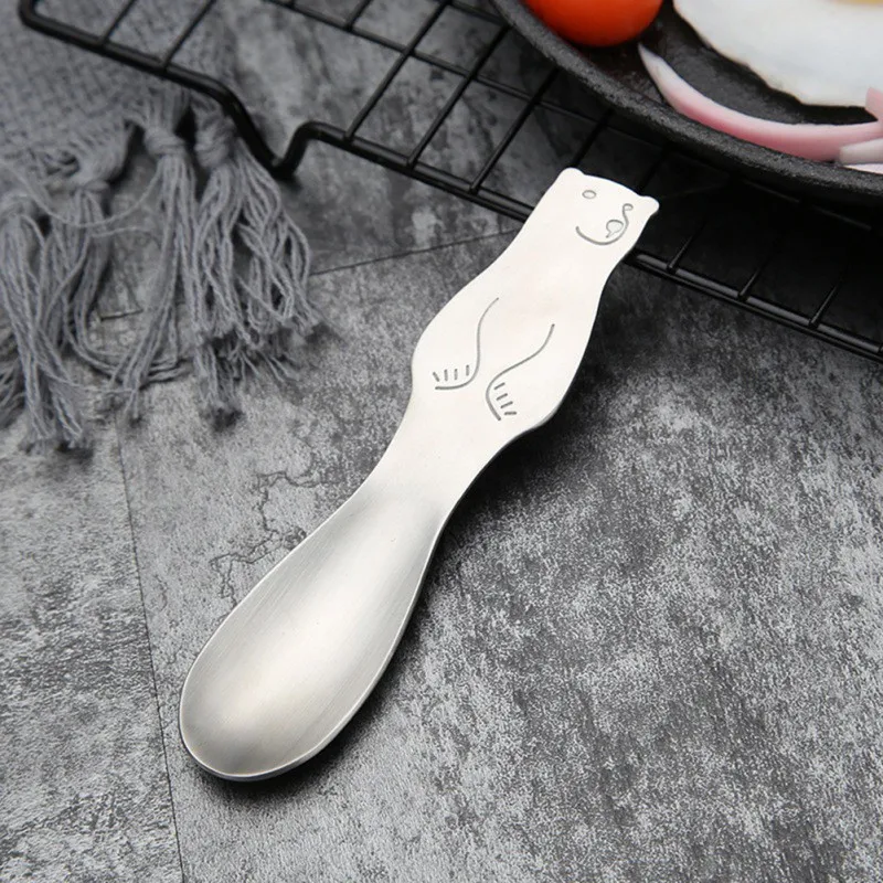 Маленькая ложка 304 нержавеющая сталь Портативный милый медведь узор Десертная