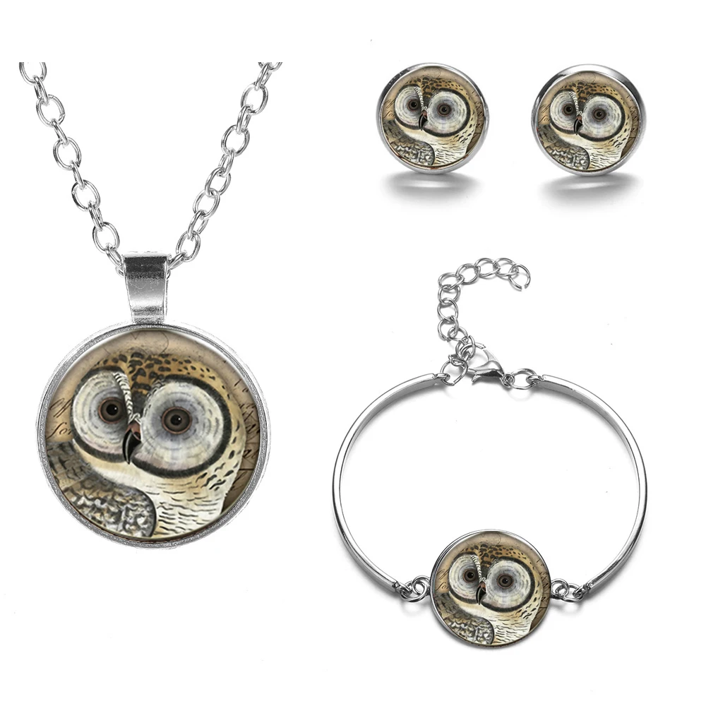 Набор ювелирных изделий из ожерелья браслета и сережек с подвеской в виде синей