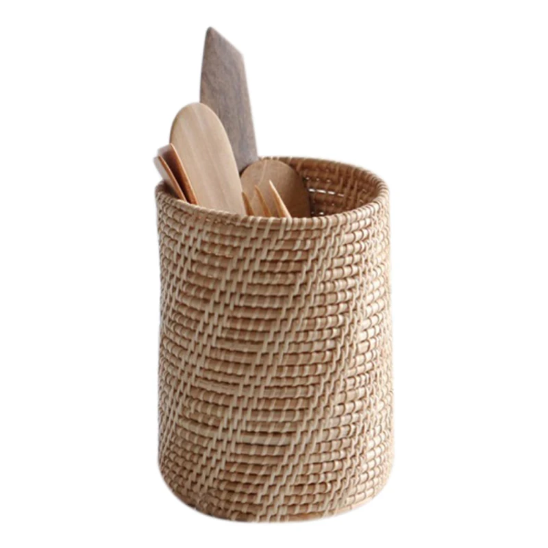 

Ротанговая посуда ручной работы, трубка для хранения, школьный канцелярский ящик для хранения, кухонная круглая корзина для хранения