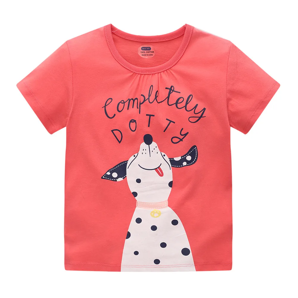 

Jumping Meters Summer Girls T shirts With Giraffe Applique Hot Selling Kids Tops Baby Clothes Animals Tees