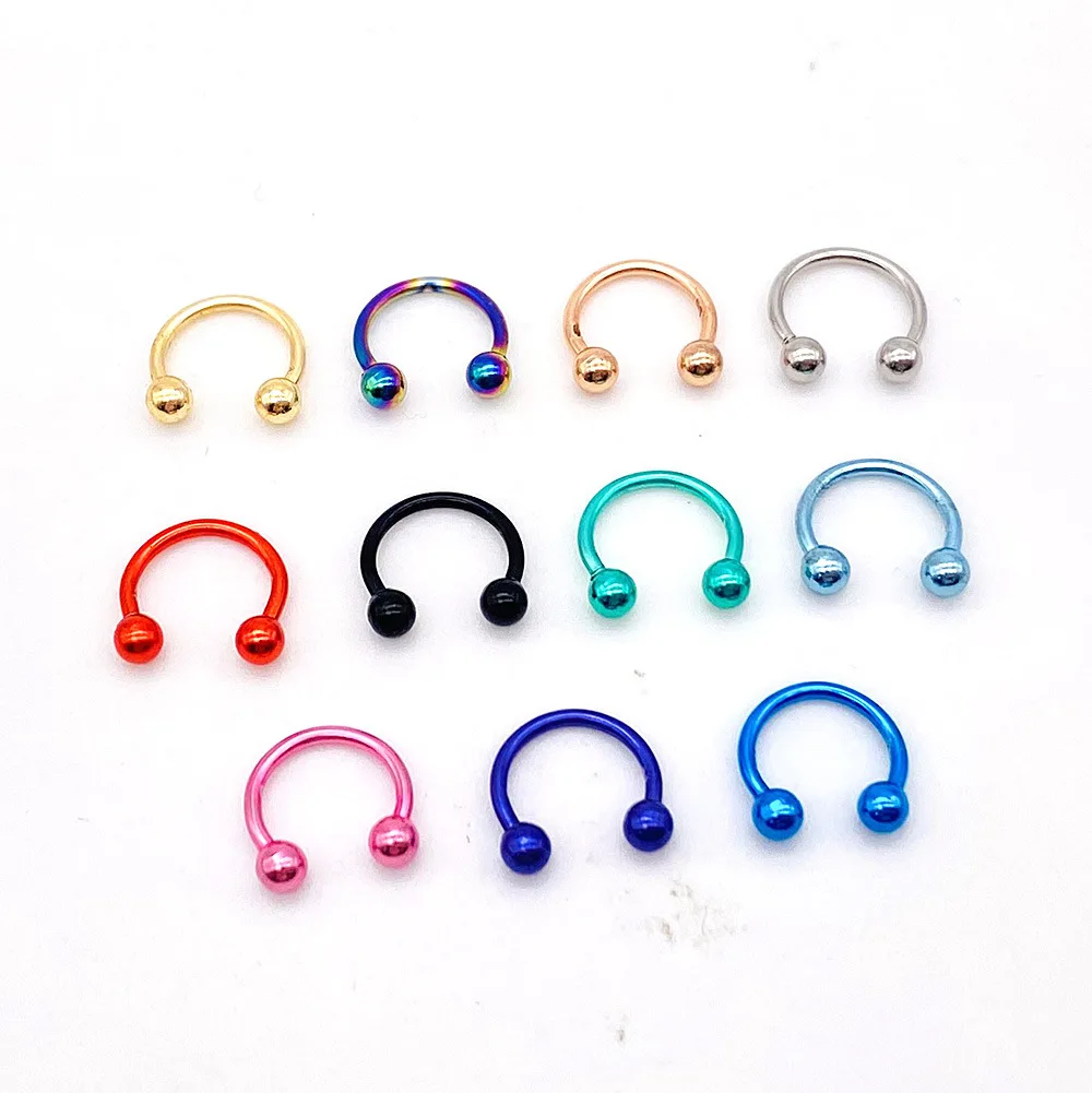 10 шт. кольца для носа с-образным ушком цветов 3 х8 мм