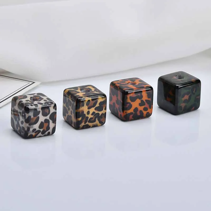 Полимерный Леопардовый принт прямое отверстие квадратные серьги DIY аксессуары
