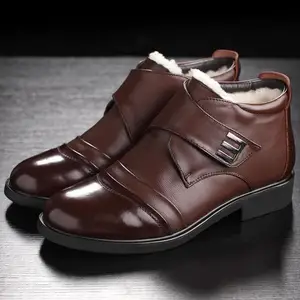 Мужские ботинки из натуральной кожи высокого качества, зимние водонепроницаемые ботильоны, сапоги для верховой езды, уличные рабочие теплые зимние ботинки из сохраняющей шерсть