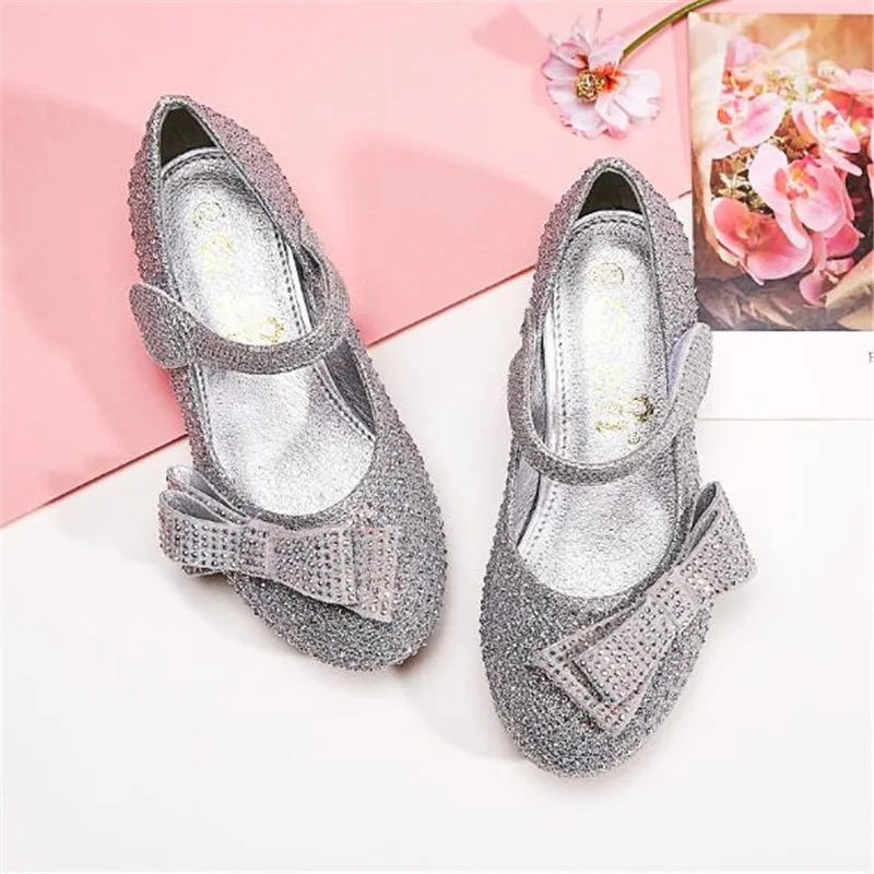 

New Children Performance Dress Crystal Shoes Girls Princess HighHeels Baby Student Dance Leather Shoes Kids Toddler 03