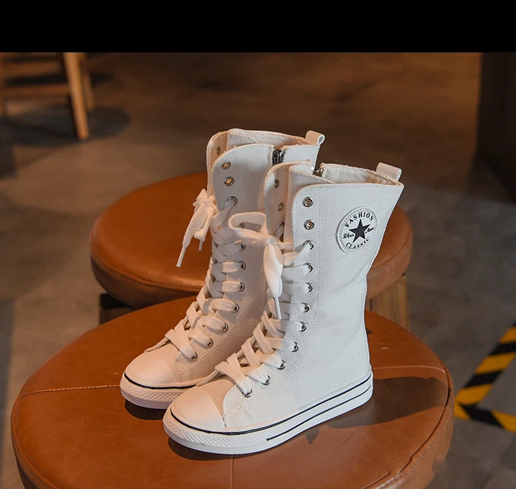 Bakkotie Kids Autumn Fashion Boots Baby Girls New White Sports High Boots Children Breathable Non-slip Black Casual Shoes