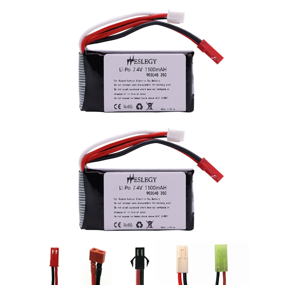 

2PCS 7.4V 1100mah 2S LiPo Battery For Wltoys V353 A949 A959 A969 A979 k929 RC Cars Helicopters Boats Parts li-po battery 903048