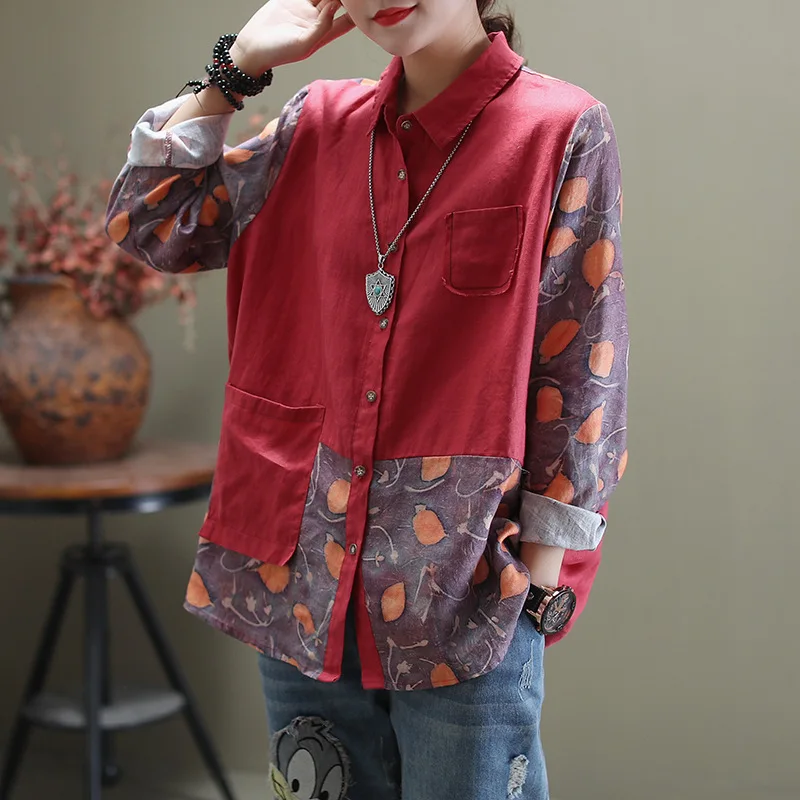 2020 Весенняя Свободная Повседневная Ретро блузка женские топы новая рубашка