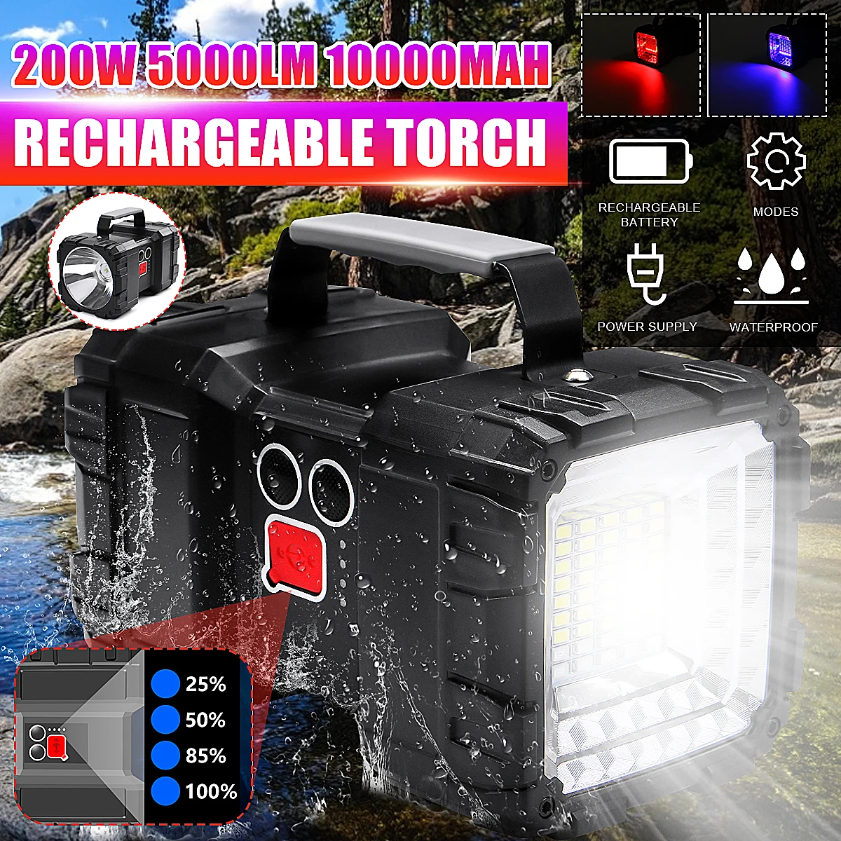 

5000LM Super bright Powerful USB LED flashlight Searching torches night light lamp hand Camping lantern rechargeable battery