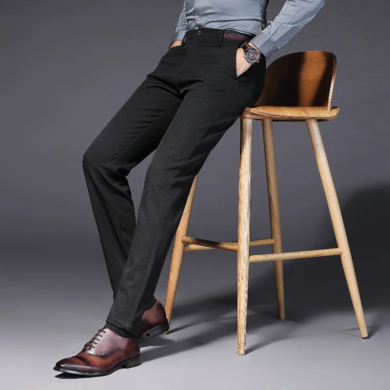 

2021 new men's casual straight-leg all-match pants/men's business slim black classic stretch pants/ men dress pants