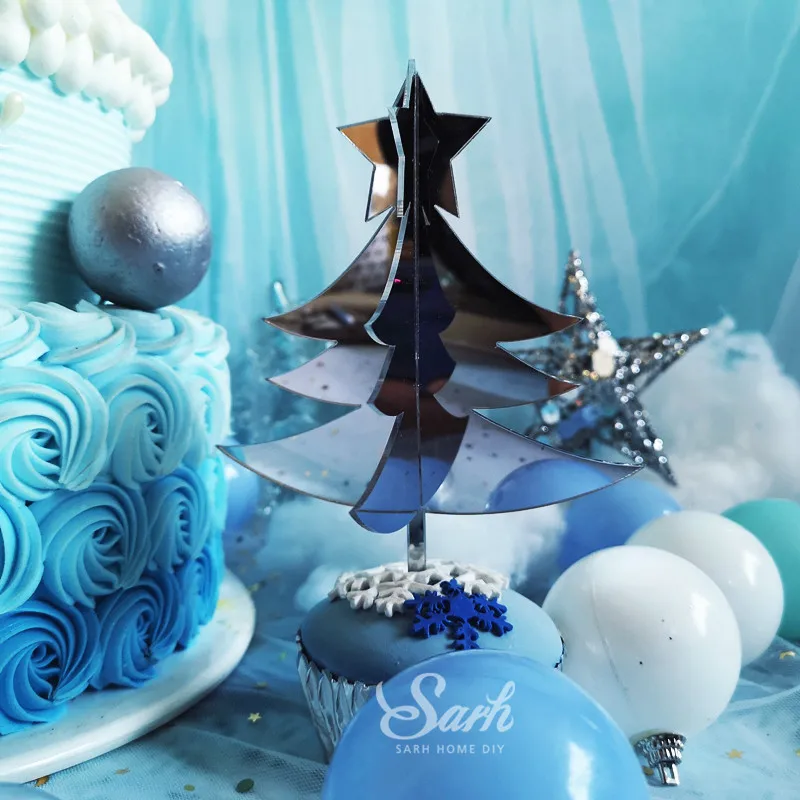 Рождественские олени Золотые деревья акриловый Топпер для торта рог снежинка