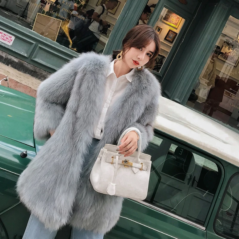 

Real Fox Fur Warm Winter Coat Korean Long Coats Women Clothes Autumn Vintage Pink Jacket Chaqueta Mujer MY1078