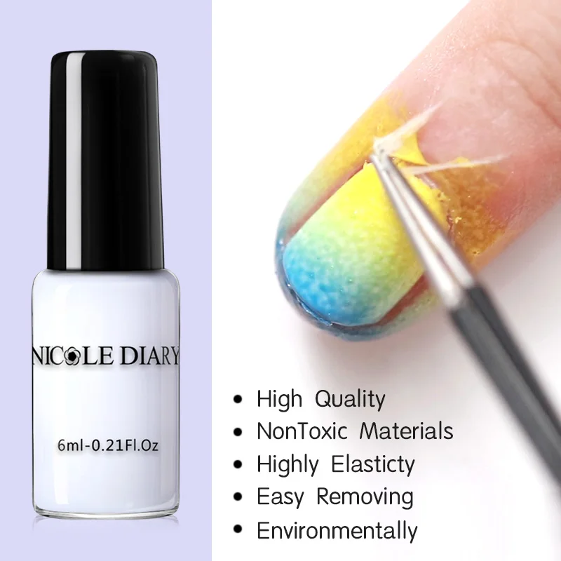 NICOLE DIARY розовая и белая жидкая лента для удаления кожуры ногтей защита кутикулы