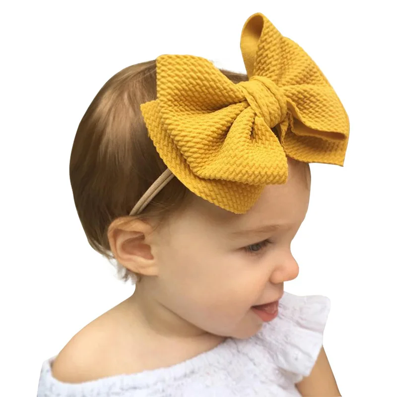 

Baby Headband Skinny Nylon Bow Headband Large Messy Bow hairband infant Bows Turban Big Nylon Bow Headwrap One Size Fits All Bow