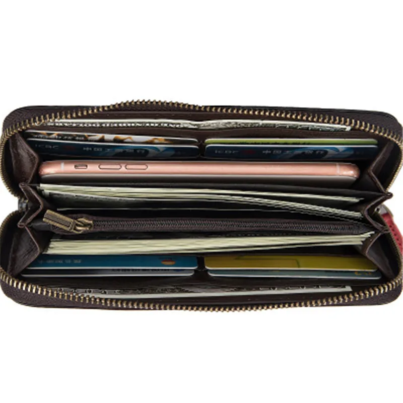 

New Top Layer Leather Wallet Long Zipper Women's Leather Women's Card Holder Large Capacity European And American Clutch