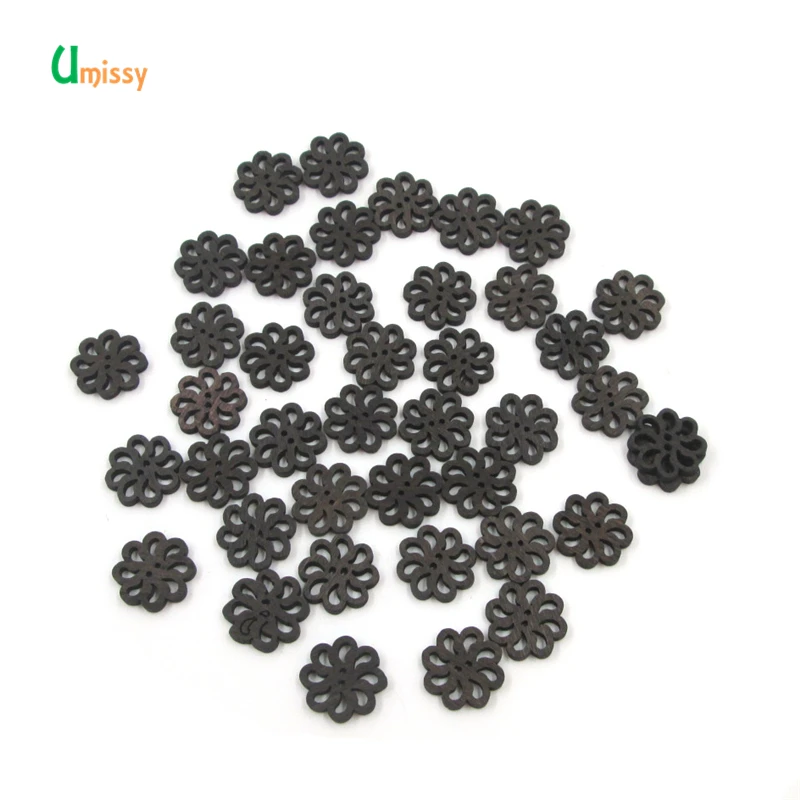 40 шт. деревянные пуговицы 2 отверстия с плоским основанием цветок ручная работа