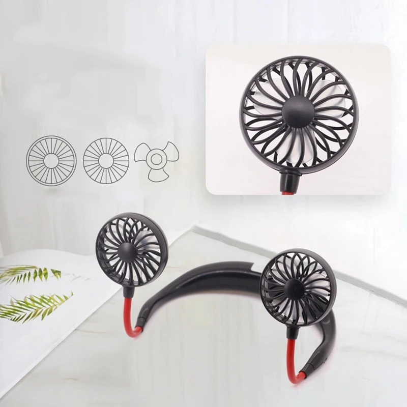 Мини USB портативный вентилятор громкой связи спортивный с шейным ремешком