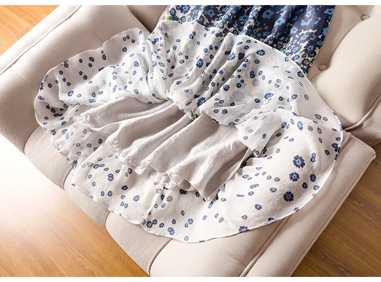 

Women Silk Skirt 100%Real Silk Printed Pleated A-Line Skirts Casual Elastic Waist Mid-Calf Length Skirt 2019 Fall WinterNew