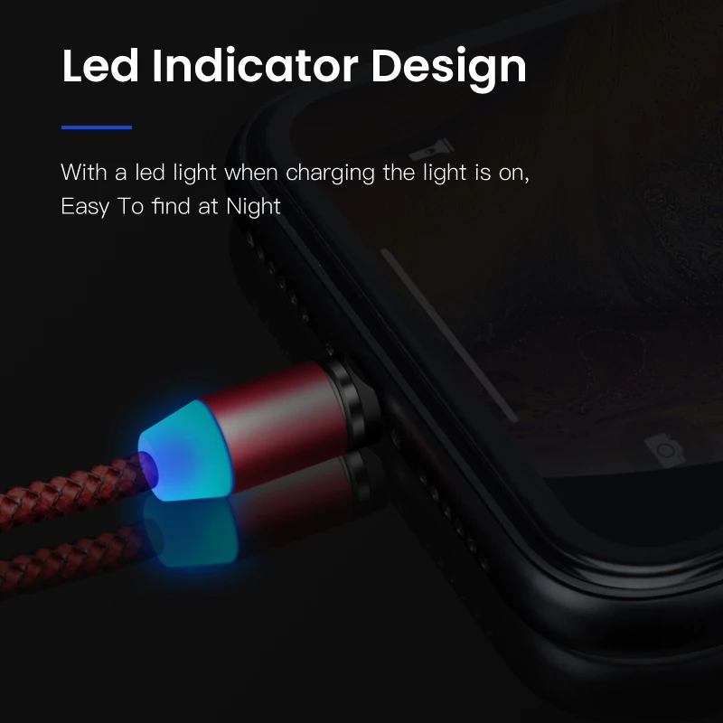 Магнитный USB кабель VEEAII 1 м со светодиодной подсветкой зарядный Micro типа C зарядное