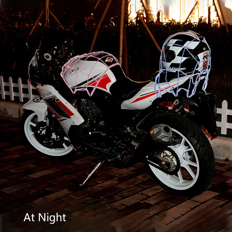

New Reflective Mesh Storage Luggage Hooks Net Elastic Motorcycle Helmet Holder Cargo Bungee Organiser Net Motocycle Accessories