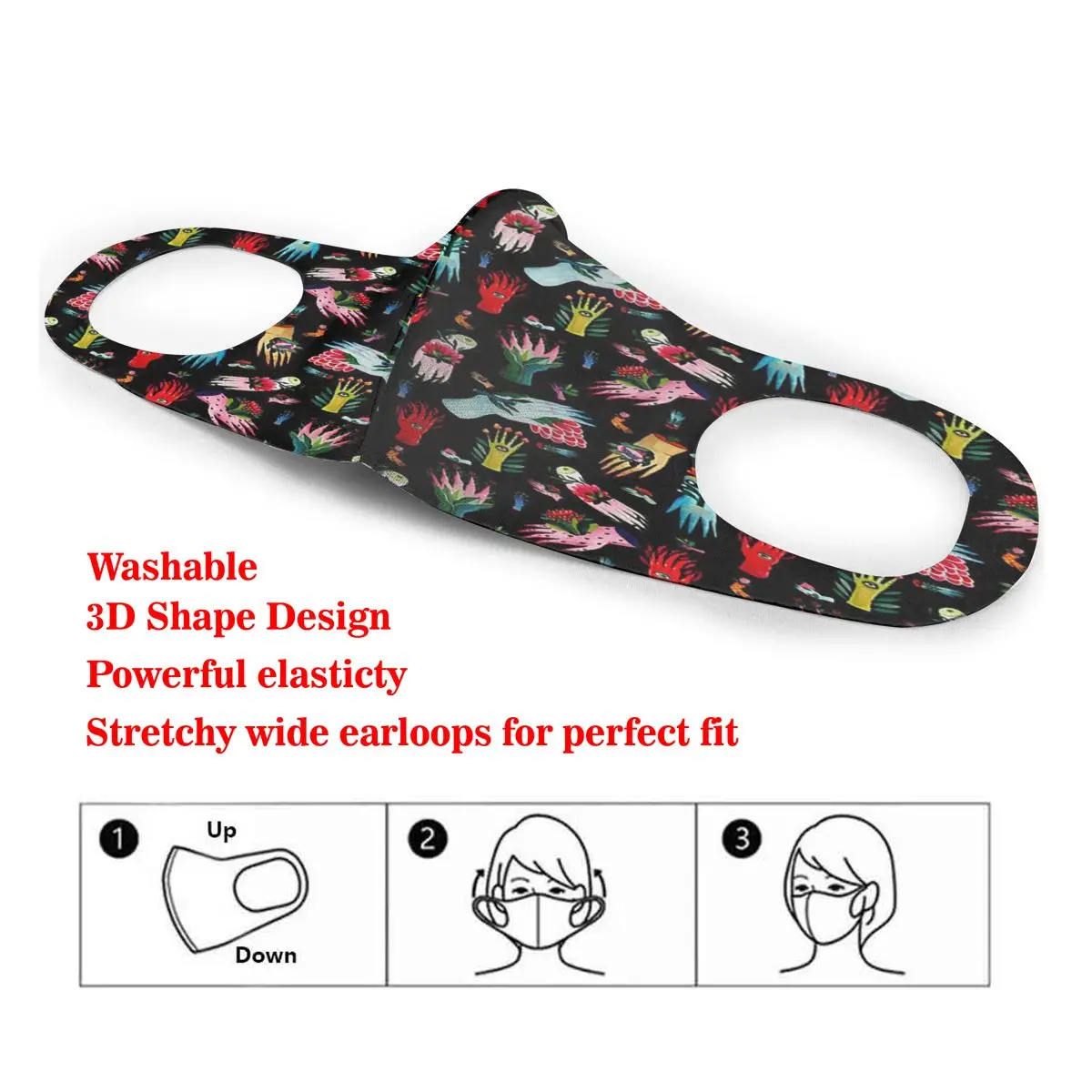 

Dust Mask Hand FLOWER Eye Party Mouth Face Cover Respirator for Adult Kid Washable Reusable Anti Pollution