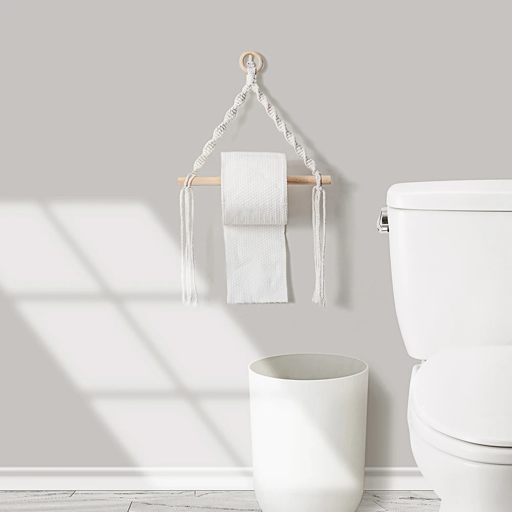 

Toilet Paper Holder Tapestry Towel Racks Boho Macrame Hanger Wall Art Hanging Decoration Home Kitchen Bathroom Paper Dispenser
