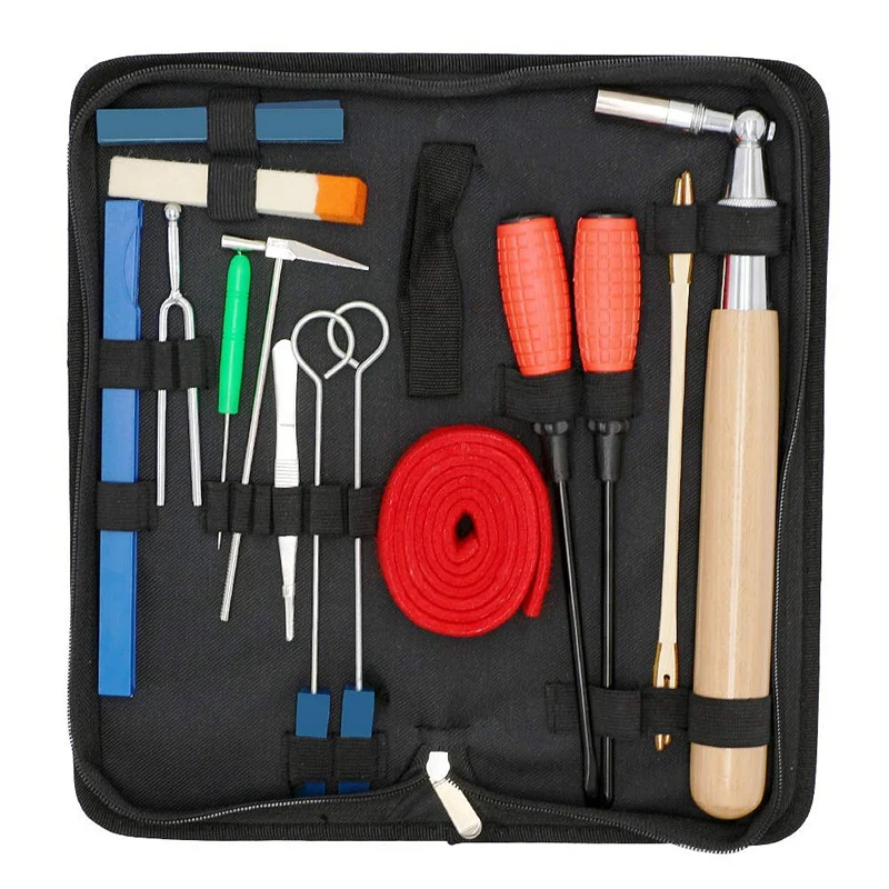 

Quality Piano Tuning Kit 16Pcs Professional Piano Tuners Tools Set Wrench Hammer Mute Fork Screwdriver Belt Tweezers Clip