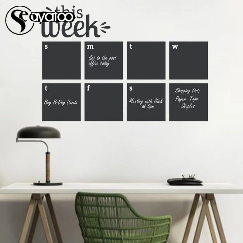 Виниловая наклейка на стену стираемая доска ЕЖЕНЕДЕЛЬНЫЙ КАЛЕНДАРЬ планер 58x84