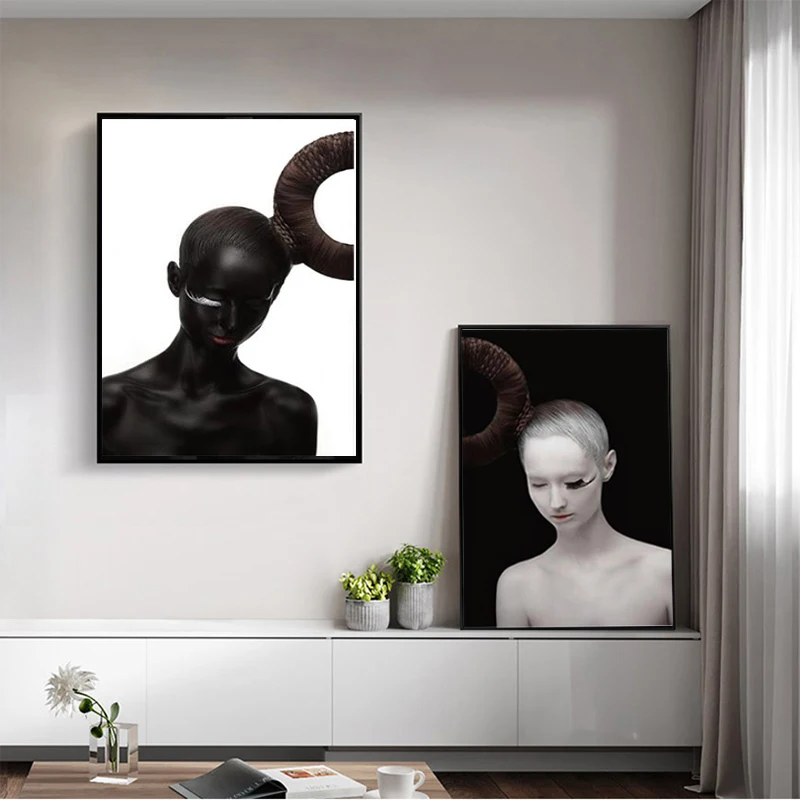 Плакат черно белые картины на холсте для девочек модульные настенное искусство