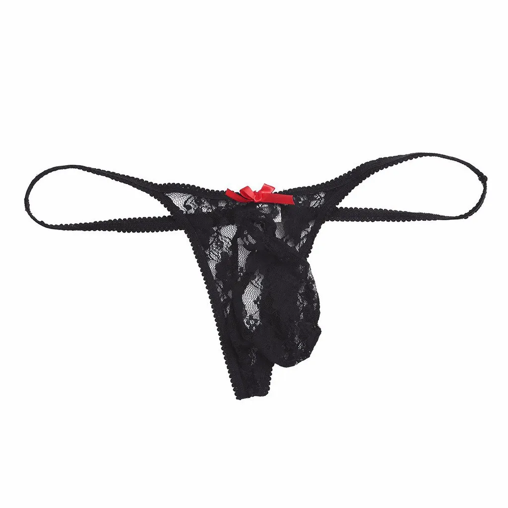 Men's G-string T-back Shorts Men Underwear Stylish Lace Pattern Mens Thongs And G Strings Gay Cueca Masculina |