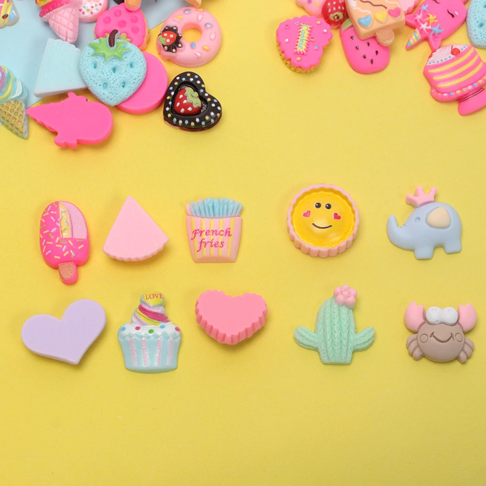 

Plastic Accessories Flat Back Cute Cake Fruits 50 Random Mixed Pieces DIY Crafts Supplies Decoration Stickers Handmade Materials