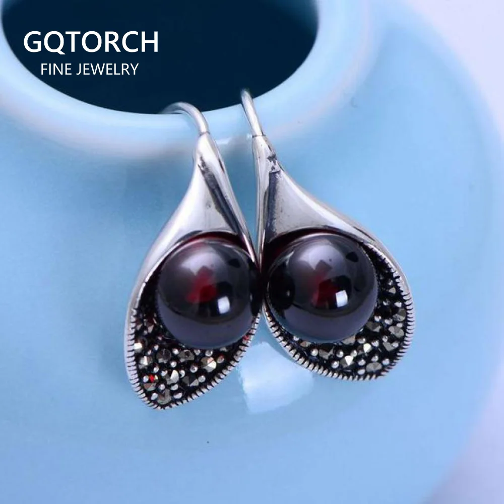 Женские винтажные серьги из настоящего твердого стерлингового серебра 925 пробы с