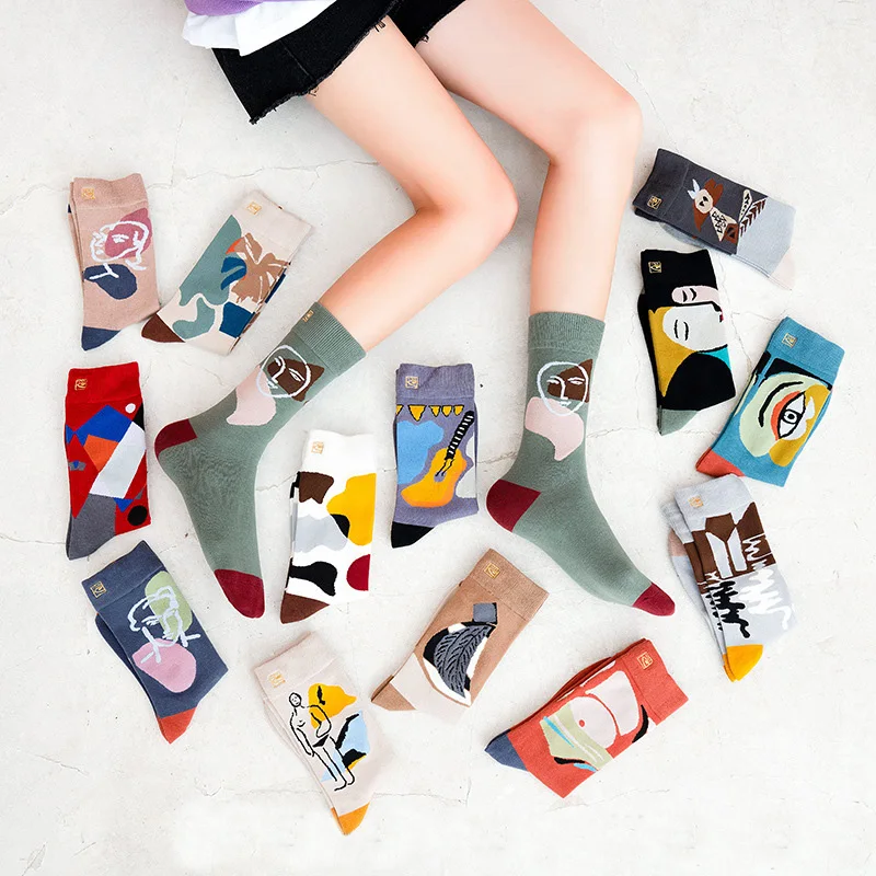 Оригинальная новая модная в стиле Харадзюку хип хоп Носки с рисунком Хлопковая