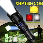 XHP160 мощный яркий светодиодный фонарик XHP90 Высокая мощность COB фонарик Перезаряжаемый USB тактический фонарь 18650 фонарик Фонарь для кемпинга