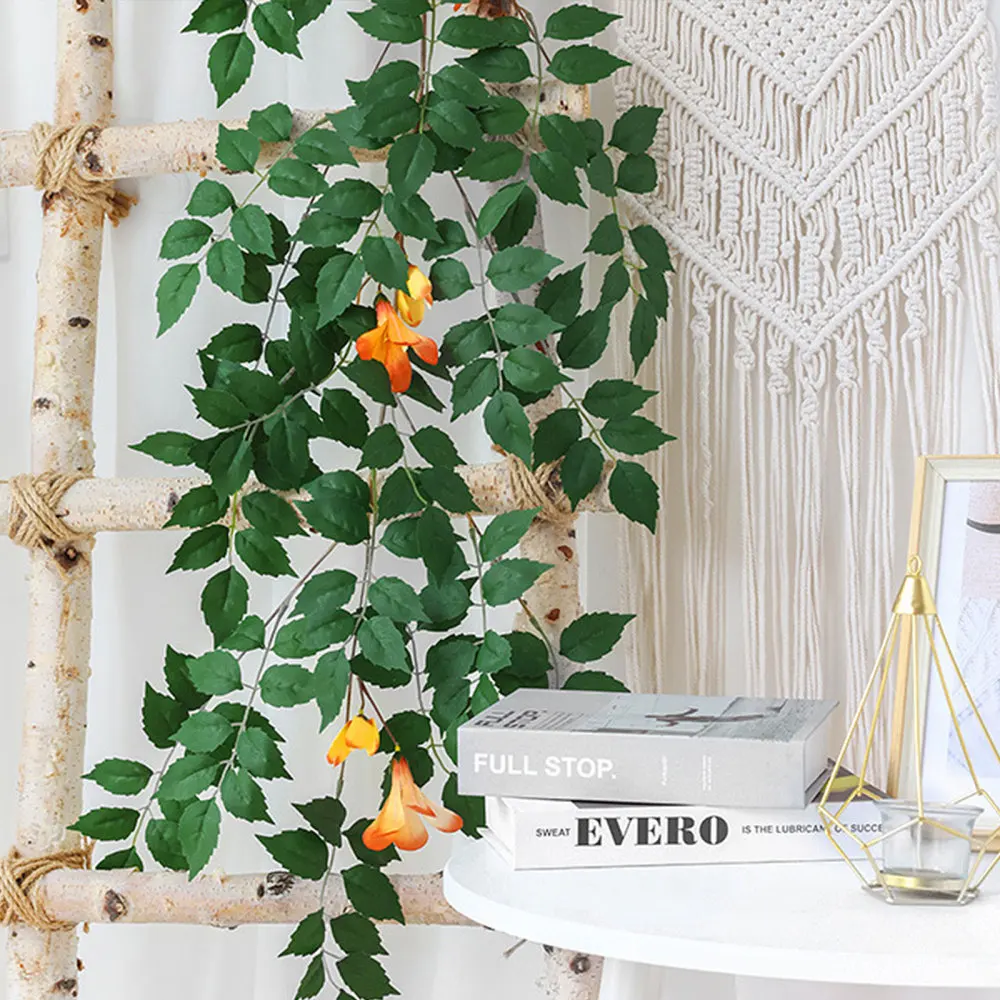 Home Decor Rattan Decoration Simulated Climbing Clouds 185cm Long Green Silk Cloth+Metal Artificial Ivy Leaf Garland Plants |