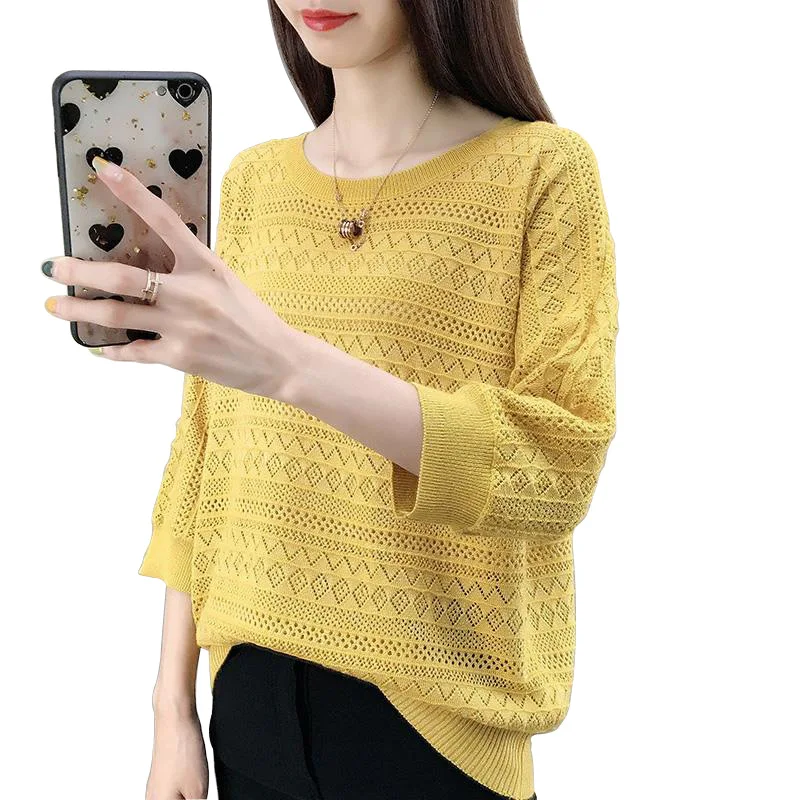 Новинка свитер с круглым вырезом и Тонкая блузка однотонный свободный