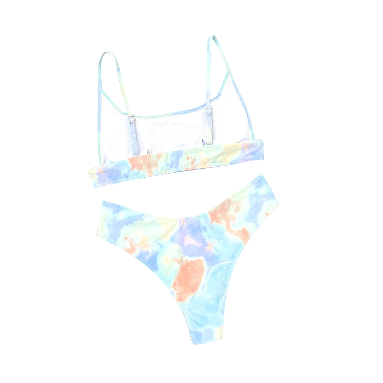 Летний купальник для женщин Ladies Summer Split Swimwear Sets Adults Women Tie-dye Mixed Color Tank Top Type Sexy Backless Bikini Swimsuit.