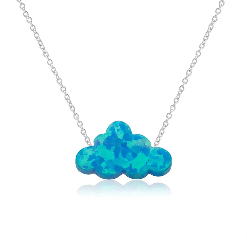 Темно-голубой опал Подвески Опал облака ожерелья для женщин девочка Золото