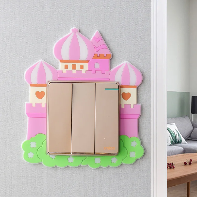 

Cartoon Animal Luminous Switch Cover Wall DIY Room Decor 3D Silicone on-off Switch Sticker Luminous Switch Outlet Wall Stickers