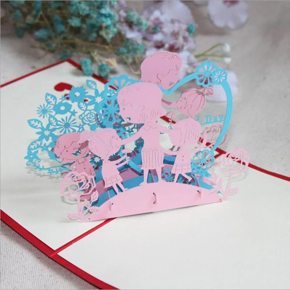 Лазерная вырезка открытка для фотографий 3D стерео поздравительная на день