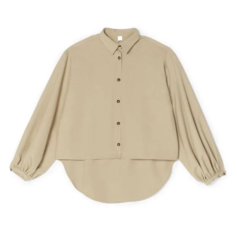 

Irregular Solid Shirt Women 2020 Autumn Casual Fashion New Style Temperament All match Full Sleeve Women Blouse P676