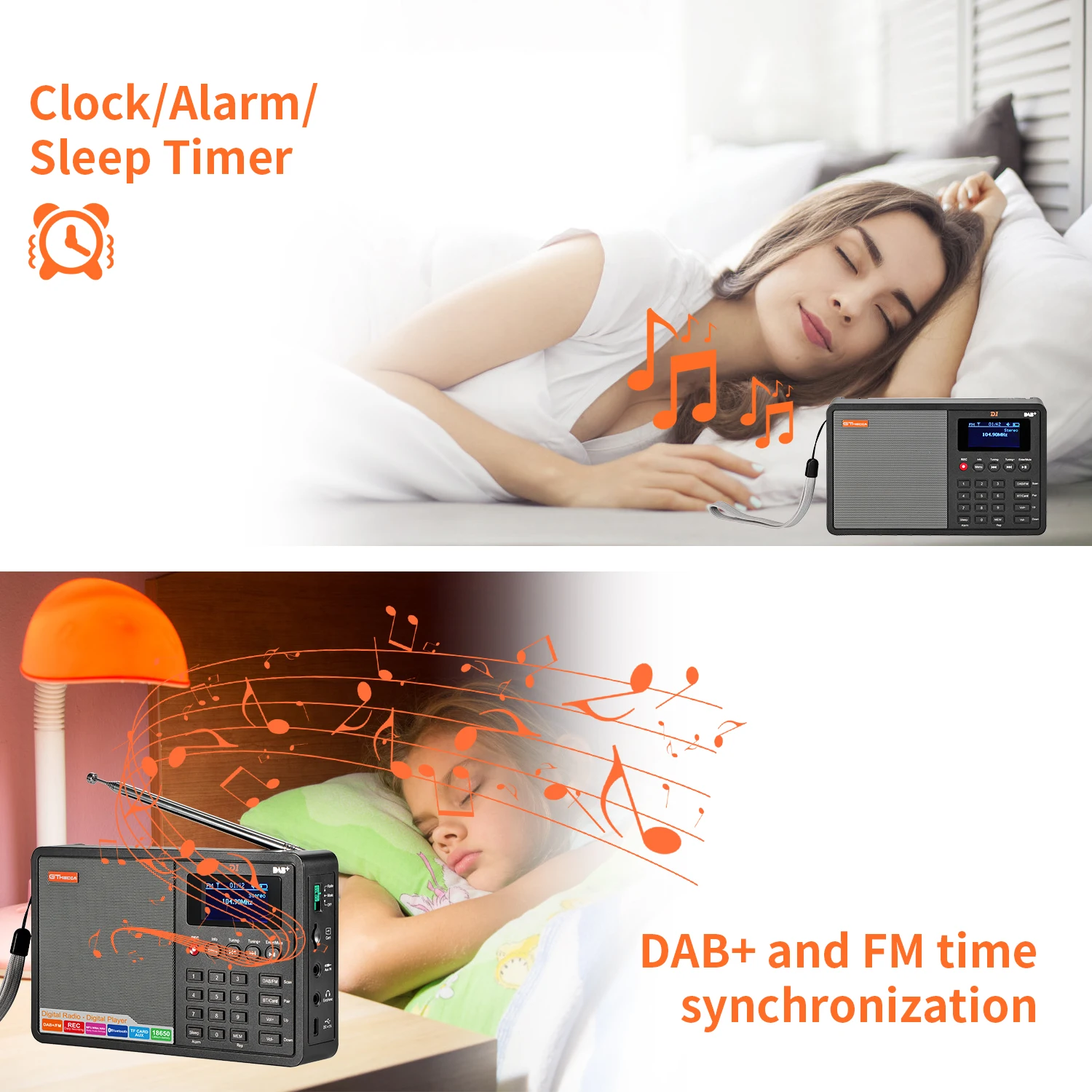 Портативное цифровое радио GTMEDIA D1 поддержка DAB +/FM + BT/карта/AUX многополосный