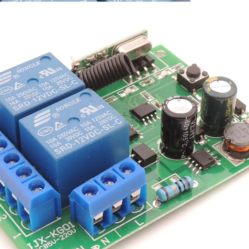 

Remote Control AC 220V 2 Channel Relay Receiver for universal garage door or electric motor/LED Lights /Electromagnetic Gate