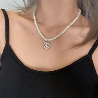 vintage girl palace hollow love cross pendant pearl necklaces high sense ins chain female 2021 trend jewelry