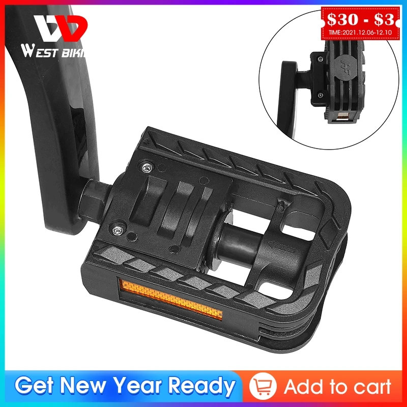 

WEST BIKING Foldable Bicycle Pedal Universal Skid Resistance Foot Peg Ball Bearing Road Cycling Pedals Ultralight Bike Parts