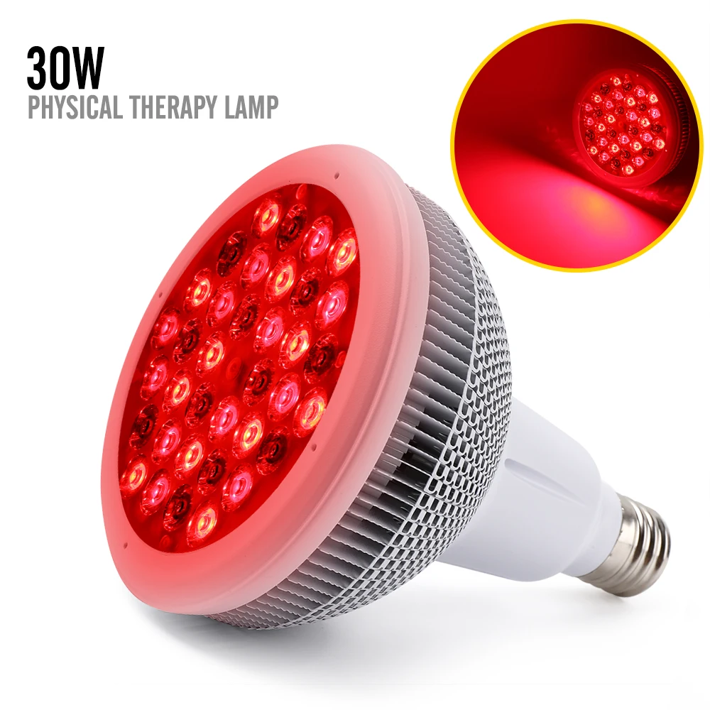 30W 660nm Red Light 850nm Infrared Therapy Lamp LED Bulb for Skin Pain Relief Physiotherapy Red Grow Light E40