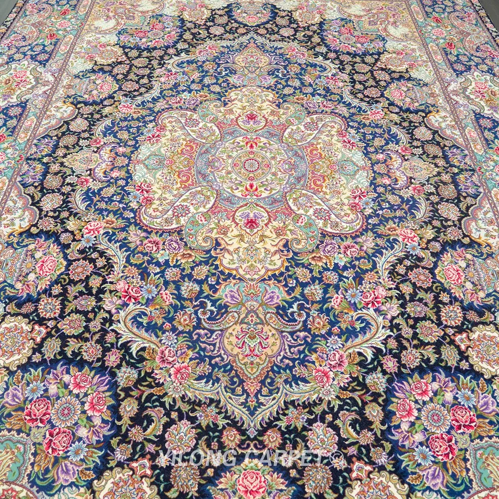Yilong 8 4 'x 12' персидские шерстяные шелковые ковры ручной работы большой размер